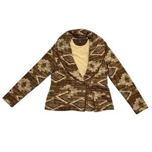 Ralph Lauren Southwestern Wrap Jacket Brown Aztec Cotton Size L